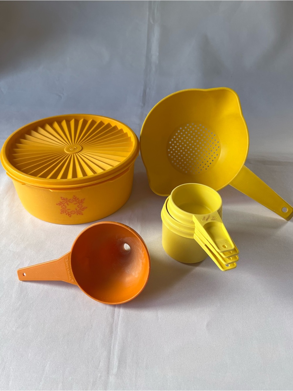 Vintage Tupperware Harvest Yellow and Orange Kitchenware Lot Faded Distressed
